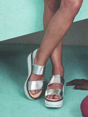 Zara Silver Metallic Platform Wedge Sandals